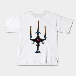 Dark Candlestick with Blue Roses Kids T-Shirt